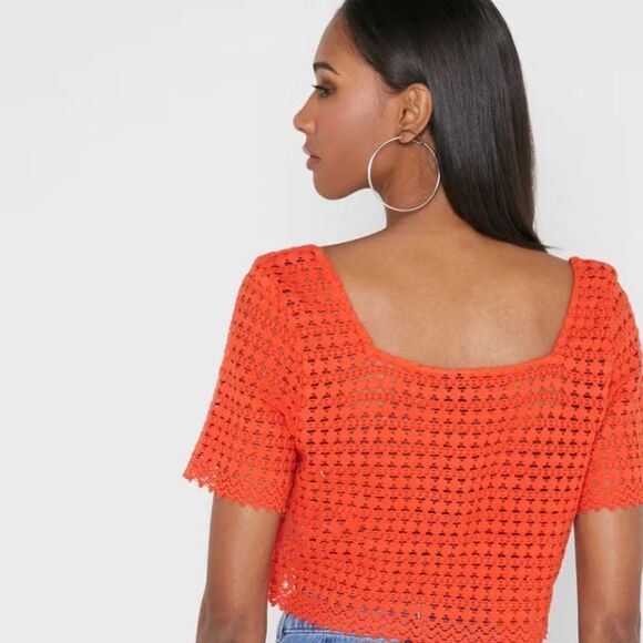 VERO MODA Broad Neck Knitted Crop Top // Size Medium // BNWT // Spicy orange - Picture 2 of 8